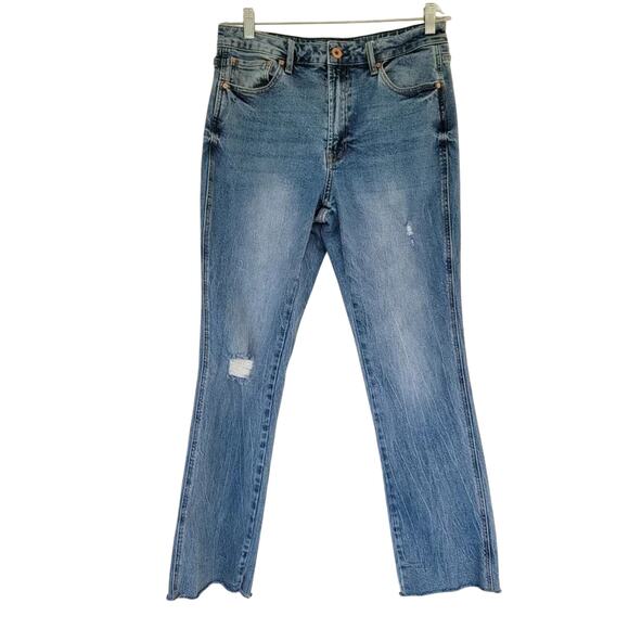 American Rag Bootcut Jeans Blue Distressed Women Size 13 Light Wash Cotton - Picture 1 of 9